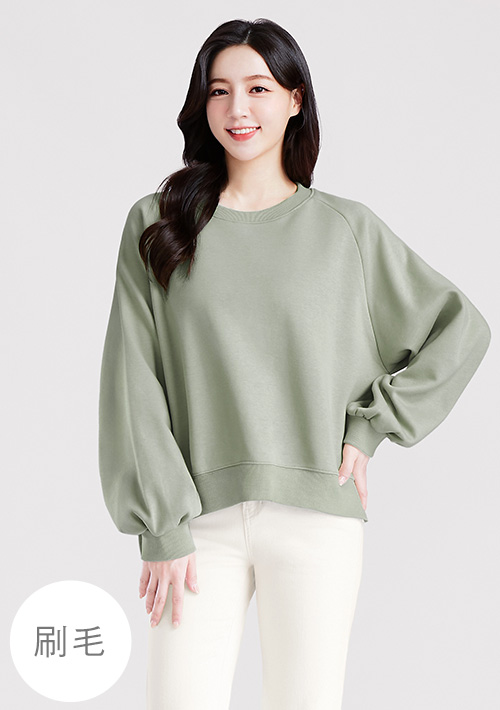 保暖.MIT永續環保材質-刷毛側開衩寬版上衣