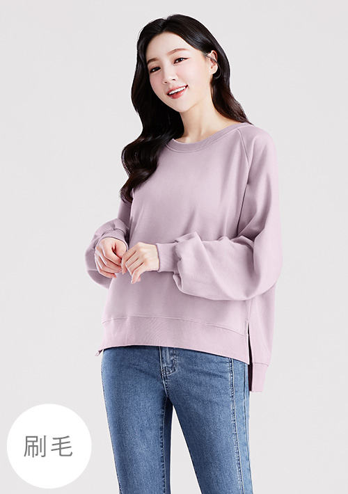 【限時$399】保暖.MIT永續環保材質-刷毛側開衩寬版上衣