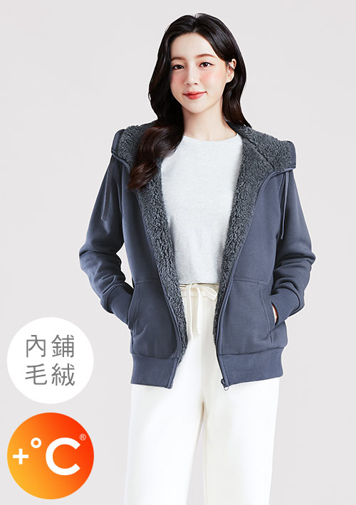 +℃ 極速暖毛絨抗寒保暖連帽外套