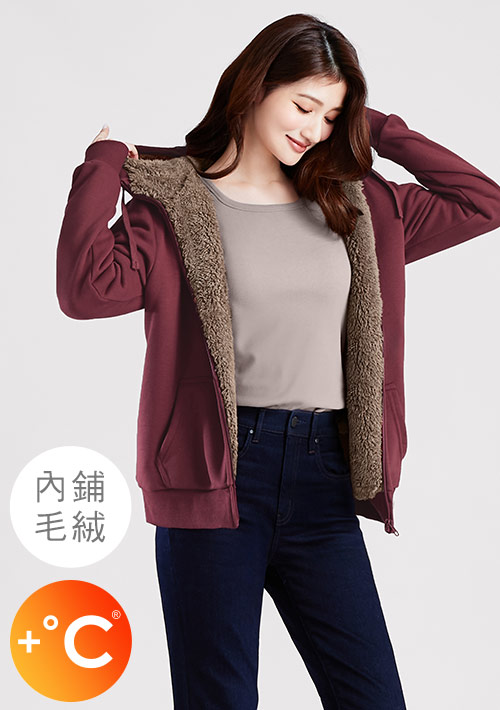 +℃ 極速暖毛絨抗寒保暖連帽外套
