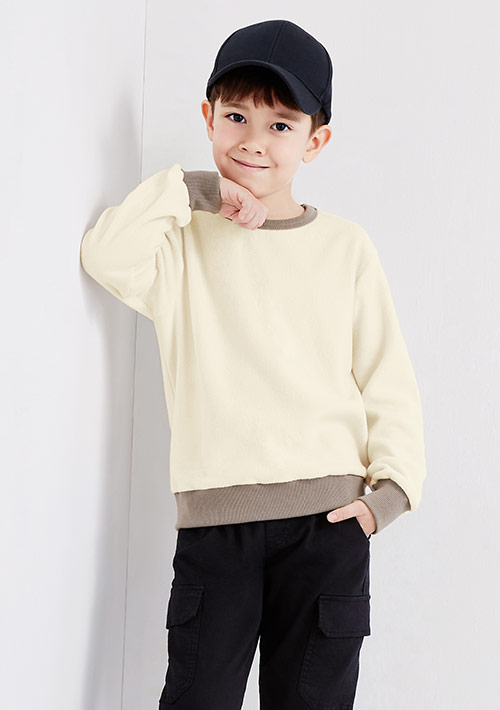 保暖.MIT永續環保材質-Fleece輕量保暖撞色上衣-童裝