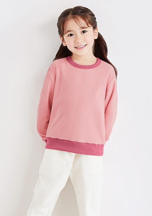 保暖.MIT永續環保材質-Fleece輕量保暖撞色上衣-童裝