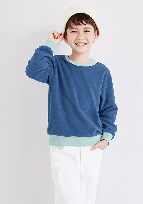 保暖.MIT永續環保材質-Fleece輕量保暖撞色上衣-童裝