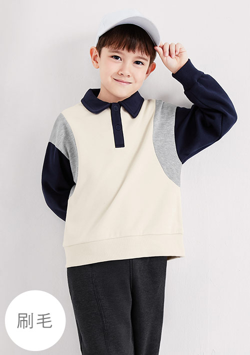 保暖.MIT永續環保材質-刷毛配色POLO上衣-童裝