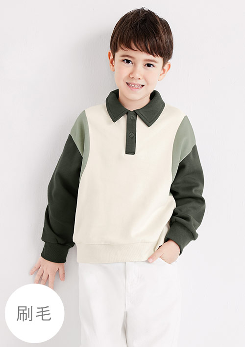 保暖.MIT永續環保材質-刷毛配色POLO上衣-童裝