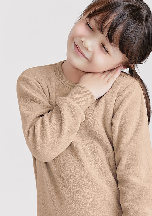 保暖.MIT永續環保材質-Fleece輕量保暖圓領上衣-童裝