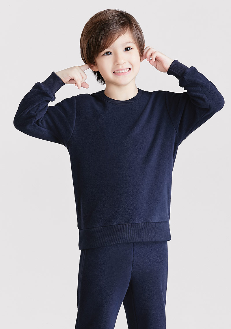 保暖.MIT永續環保材質-Fleece輕量保暖圓領上衣-童裝