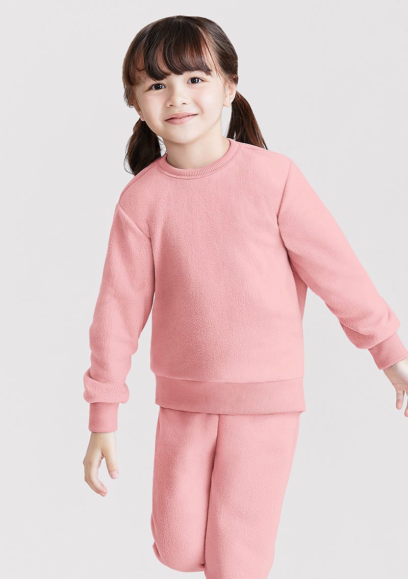 保暖.MIT永續環保材質-Fleece輕量保暖圓領上衣-童裝