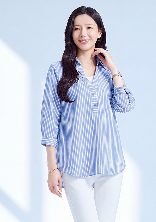 假兩件條紋襯衫