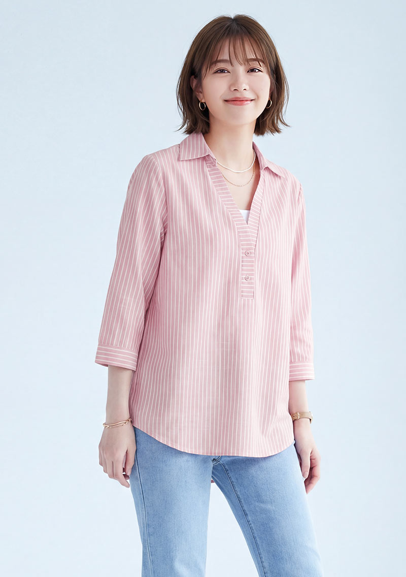 假兩件條紋襯衫