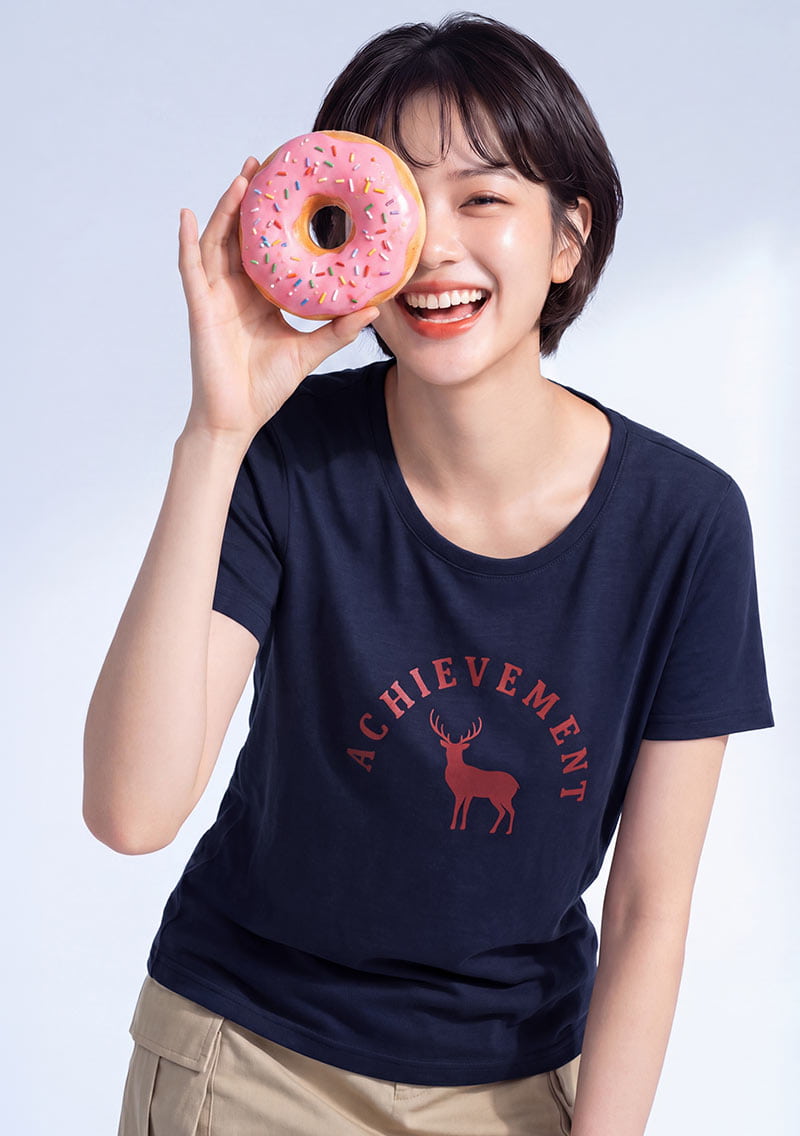 【限時$222】竹節棉小鹿印花短袖上衣