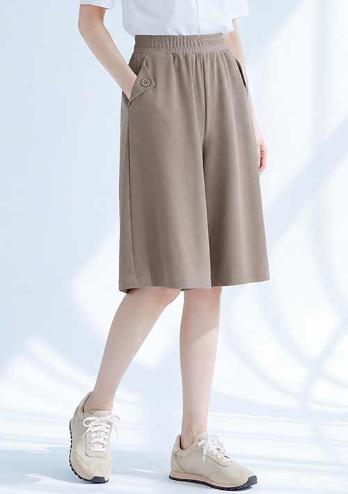 視覺顯瘦坑條休閒褲裙