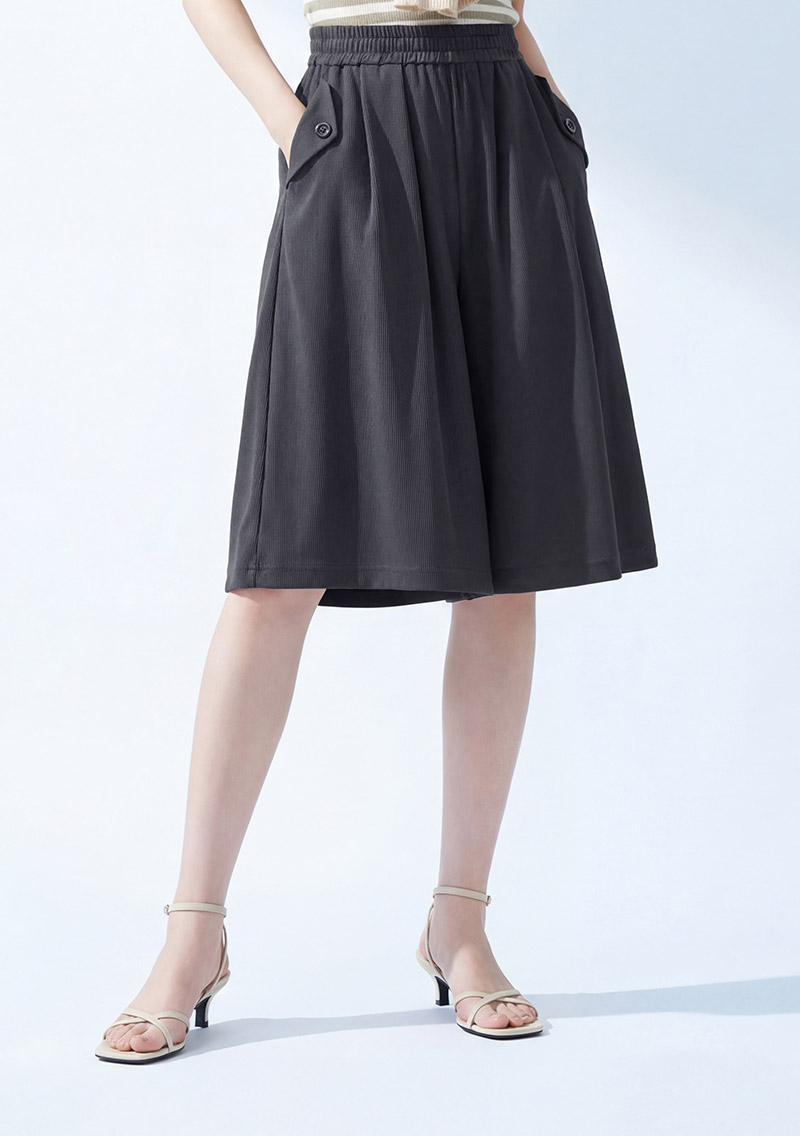視覺顯瘦坑條休閒褲裙