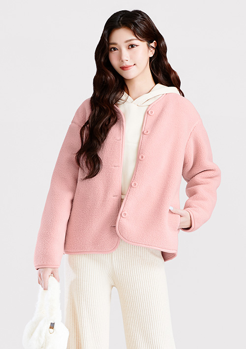 保暖羊羔絨開襟外套