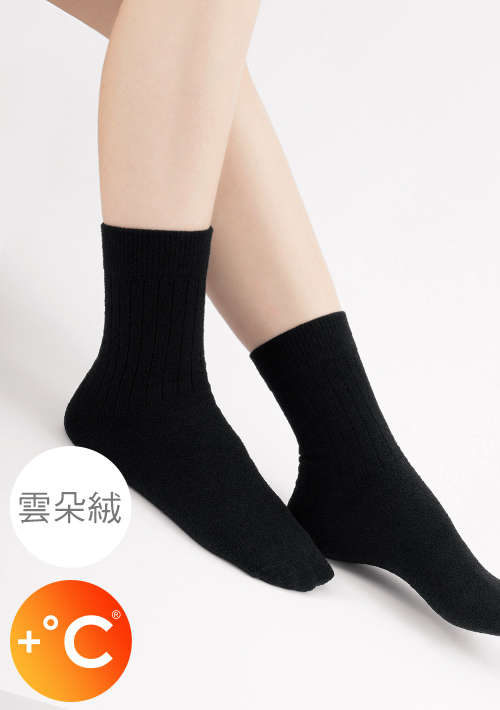 +℃ 雲朵絨保暖中筒襪