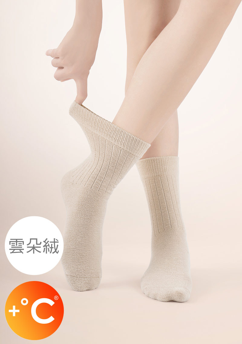 +℃ 雲朵絨保暖中筒襪