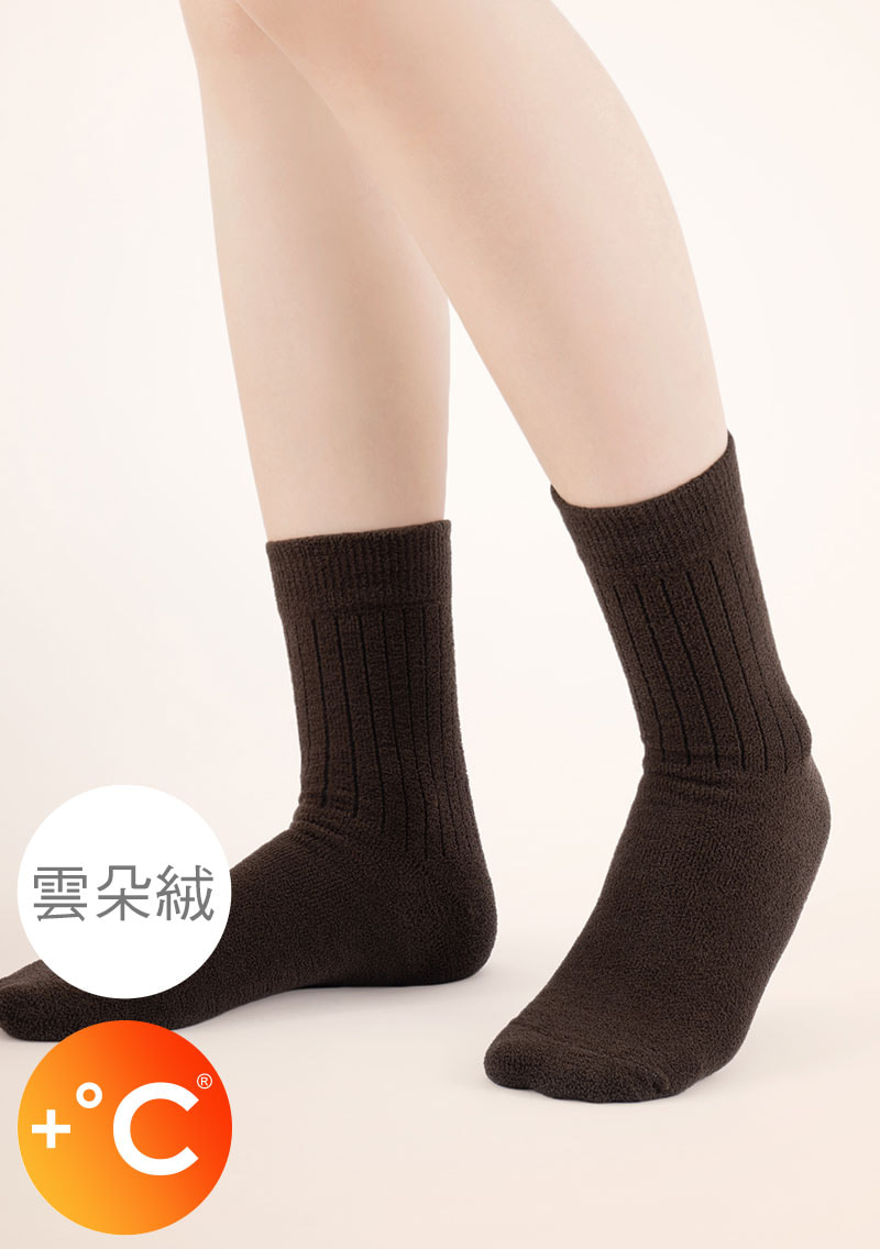 +℃ 雲朵絨保暖中筒襪