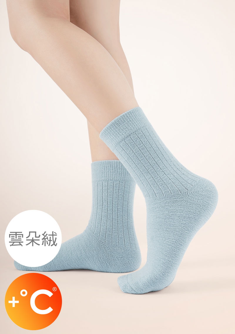 +℃ 雲朵絨保暖中筒襪