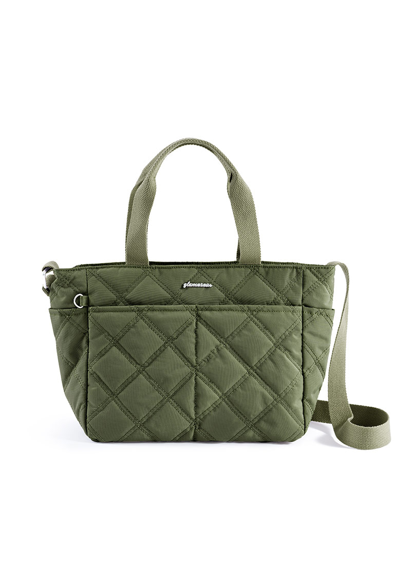 菱格縫線防潑水兩用尼龍手提包