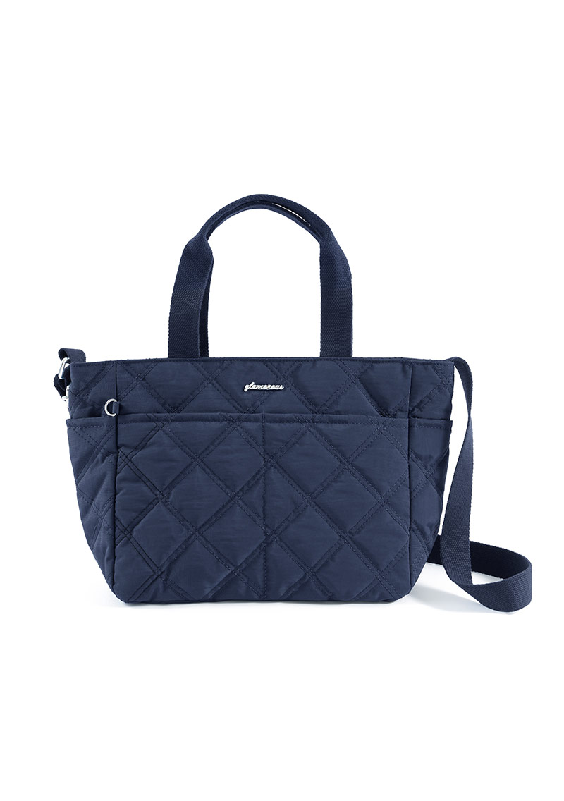 菱格縫線防潑水兩用尼龍手提包