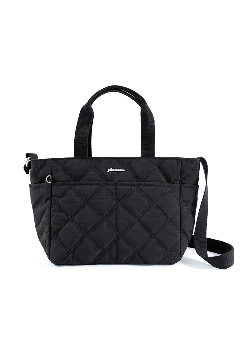 菱格縫線防潑水兩用尼龍手提包