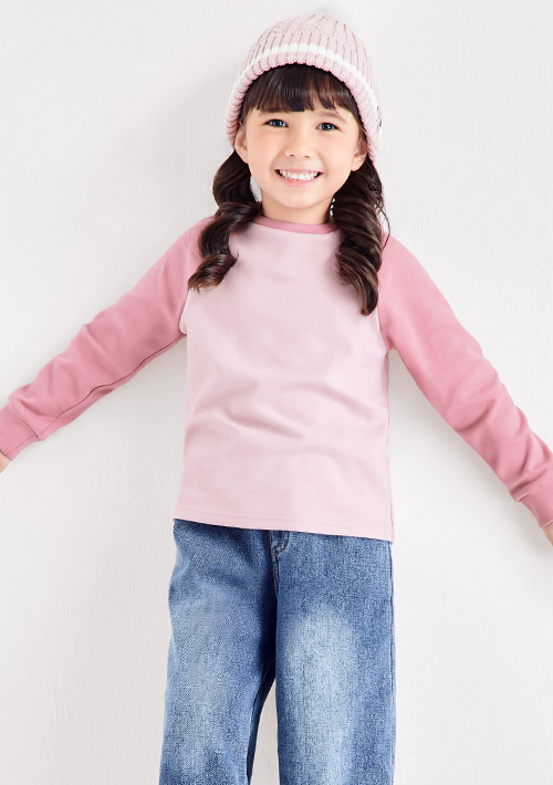 高磅棉質磨毛配色上衣-童裝