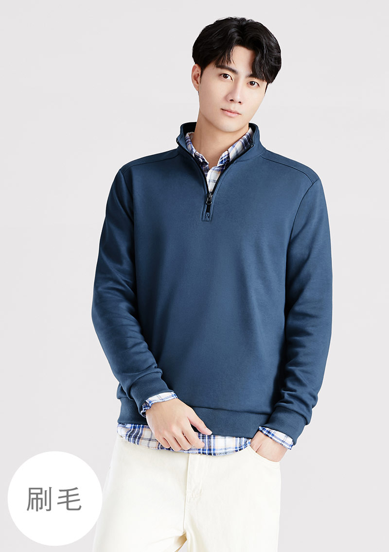 保暖.MIT永續環保材質-立領開襟刷毛上衣-男裝