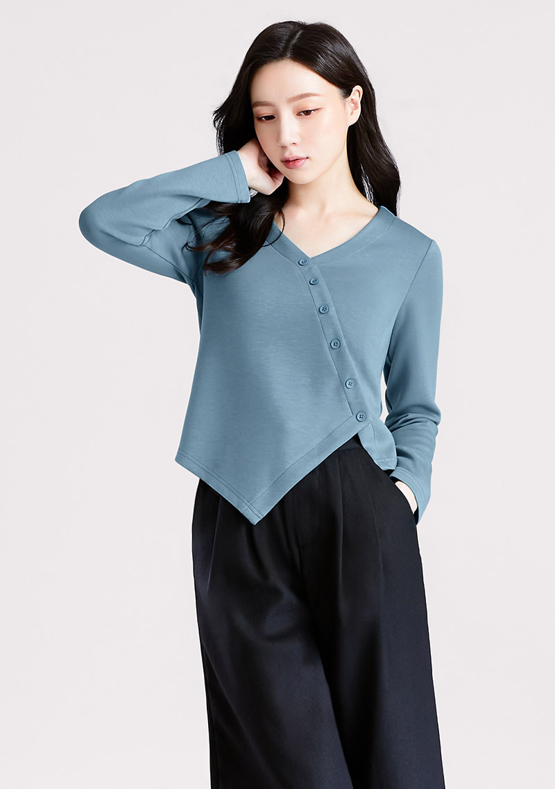 輕氧棉斜裁設計上衣