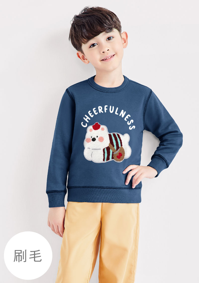 保暖.MIT永續環保材質-動物立體繡花環保刷毛上衣-童裝