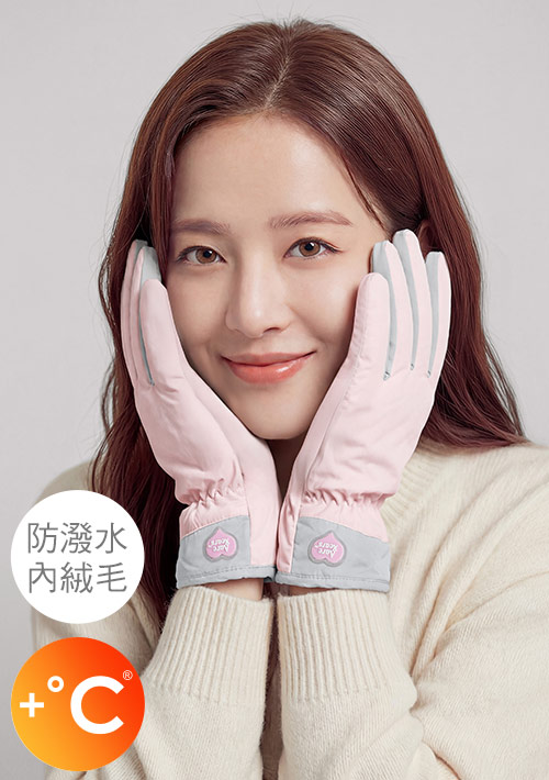 +℃ 抗寒暖毛絨防風防潑水機車手套