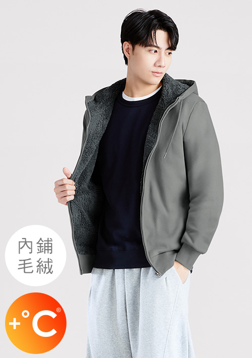 +℃ 極速暖毛絨抗寒保暖連帽外套-男裝