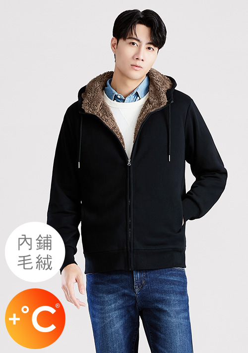 +℃ 極速暖毛絨抗寒保暖連帽外套-男裝