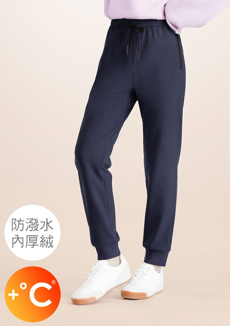 +℃ 強化升溫科技-厚絨防潑水防寒發熱束口褲