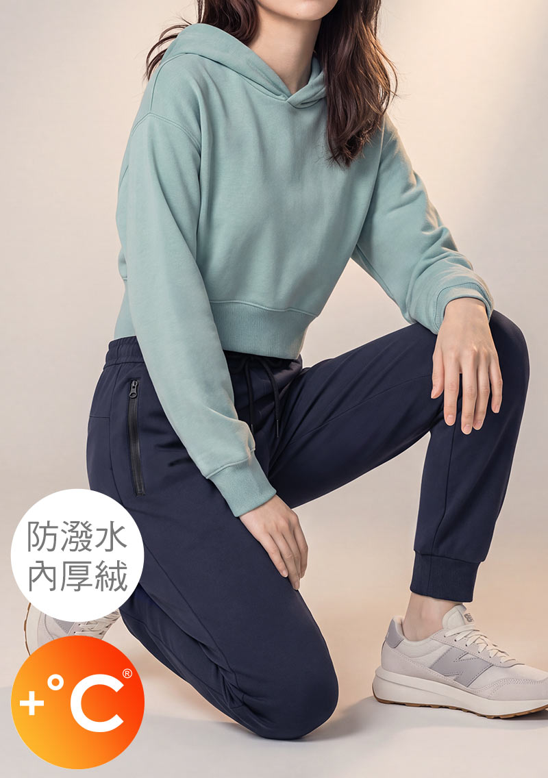 +℃ 強化升溫科技-厚絨防潑水防寒發熱束口褲