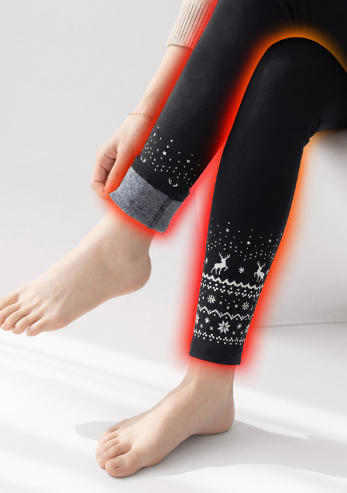 保暖.MIT永續環保材質-小鹿圖騰印花保暖神褲