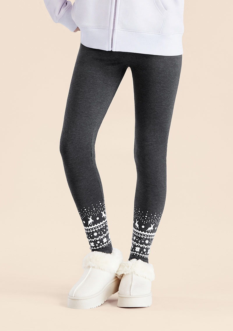 保暖.MIT永續環保材質-小鹿圖騰印花保暖神褲