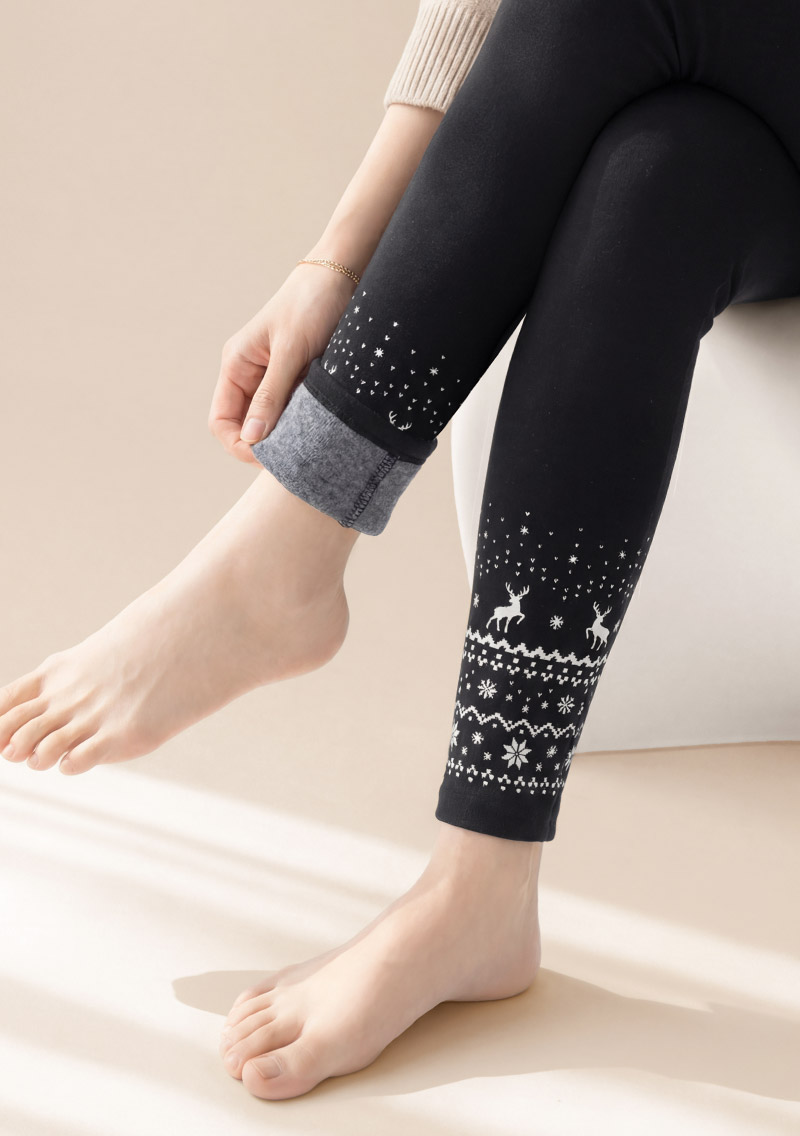 保暖.MIT永續環保材質-小鹿圖騰印花保暖神褲