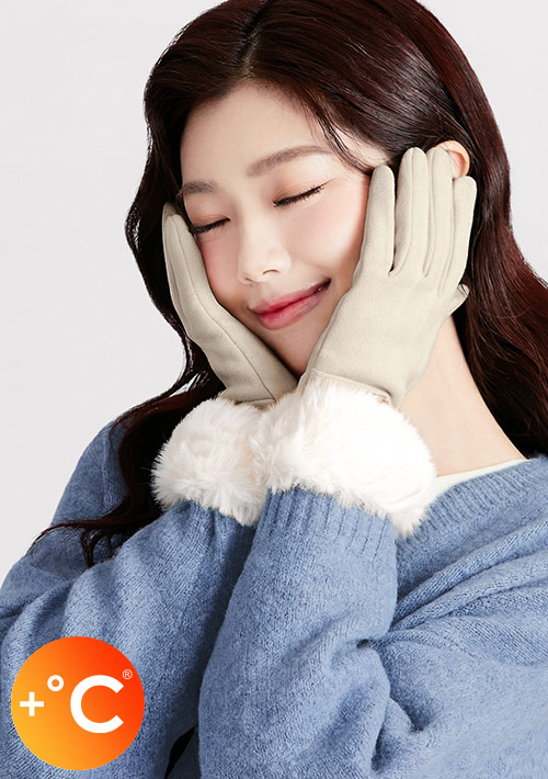 +℃ 輕奢內絨毛觸控發熱手套