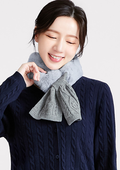 輕奢仿兔毛針織圍巾