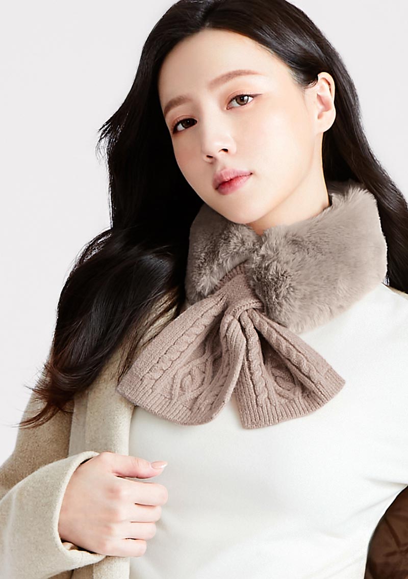 輕奢仿兔毛針織圍巾