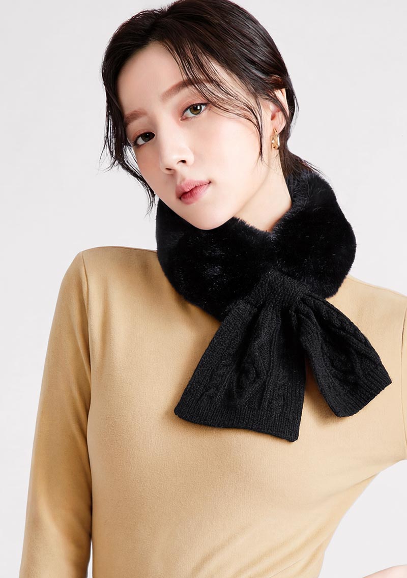 輕奢仿兔毛針織圍巾