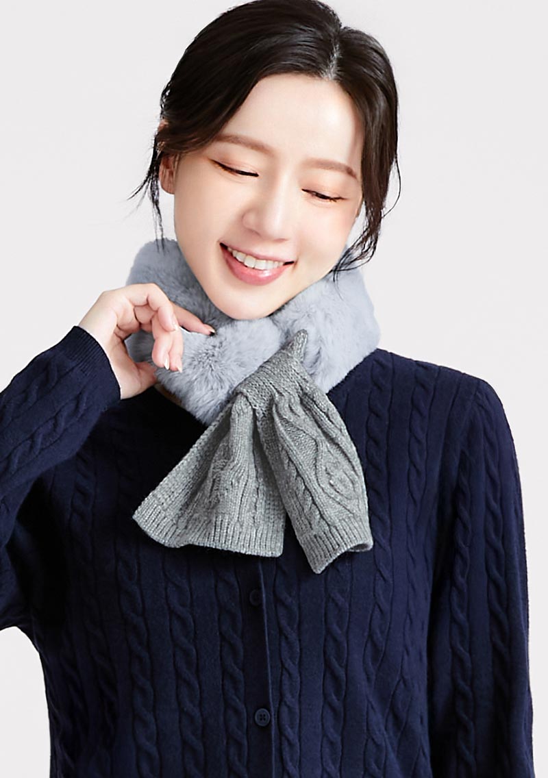 輕奢仿兔毛針織圍巾