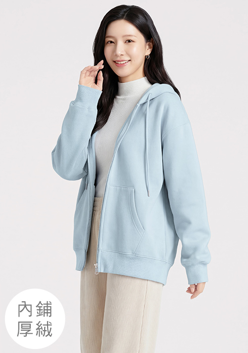 暖暖絨休閒寬版連帽外套