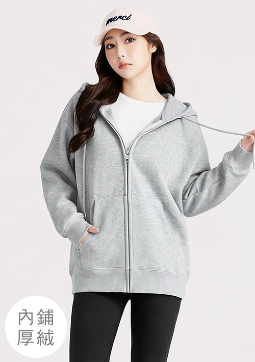 暖暖絨休閒寬版連帽外套