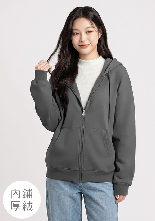 暖暖絨休閒寬版連帽外套