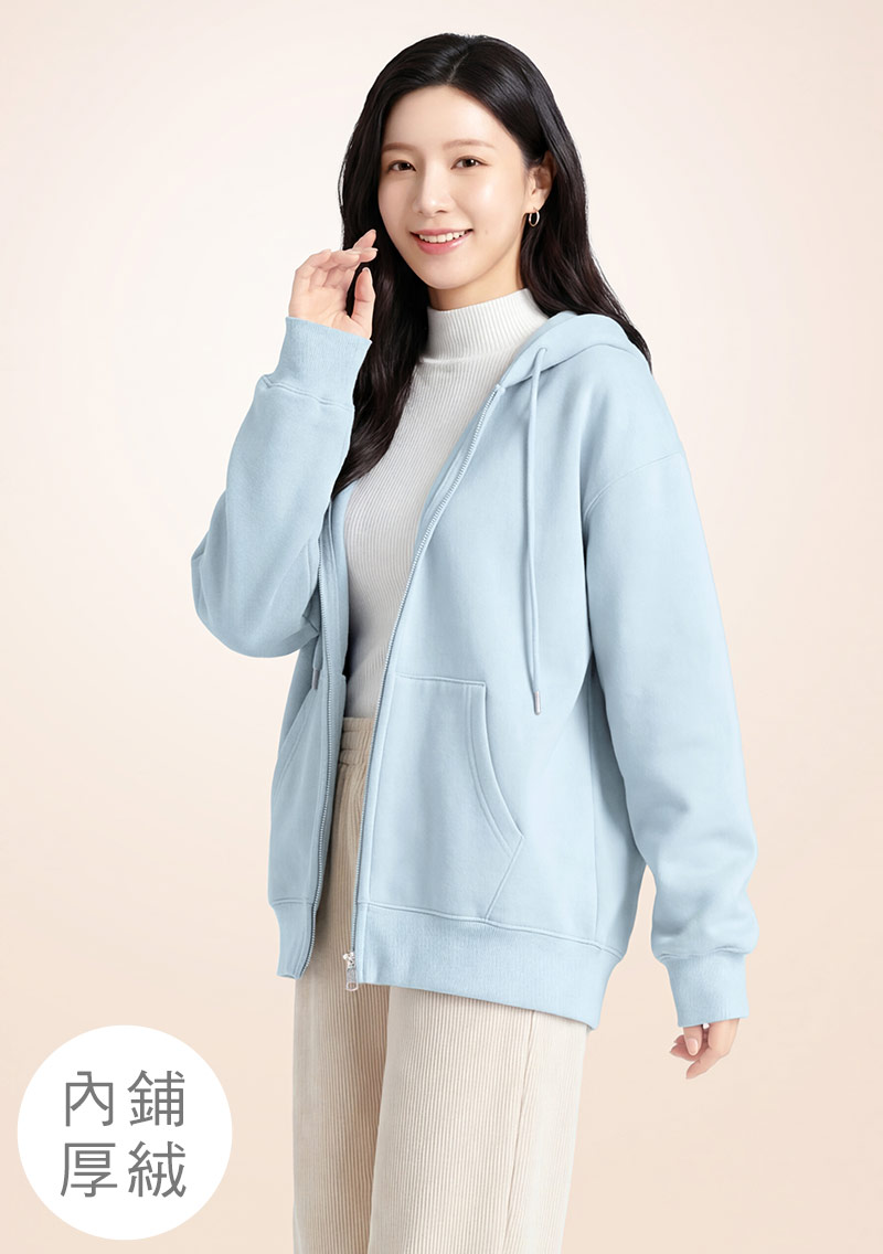 暖暖絨休閒寬版連帽外套