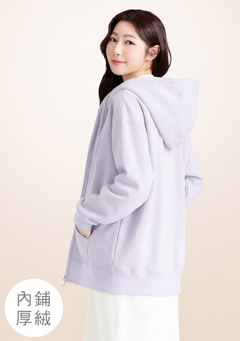 暖暖絨休閒寬版連帽外套