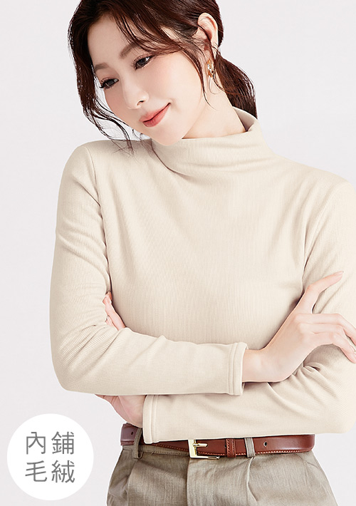 暖暖絨氣質高領坑條上衣