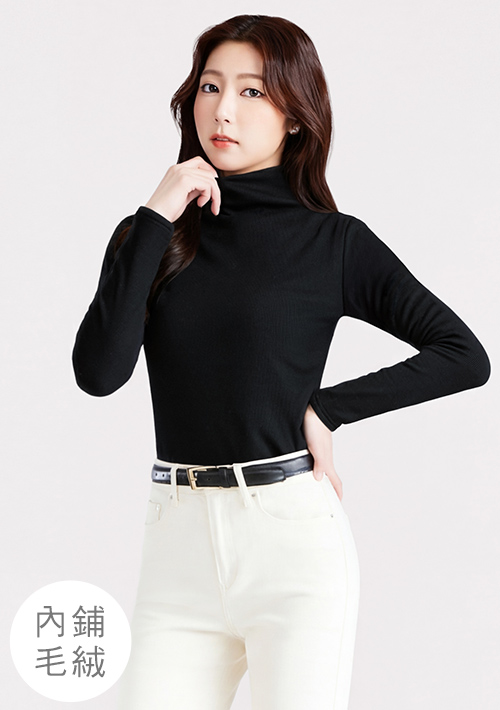 暖暖絨氣質高領坑條上衣