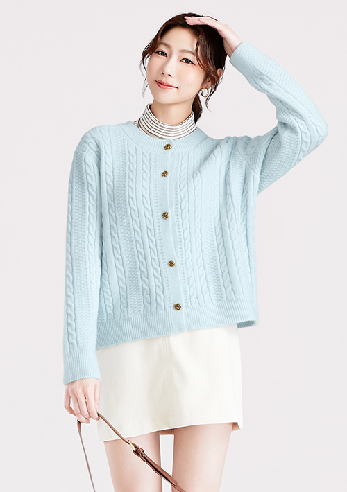 溫柔麻花開襟毛衣